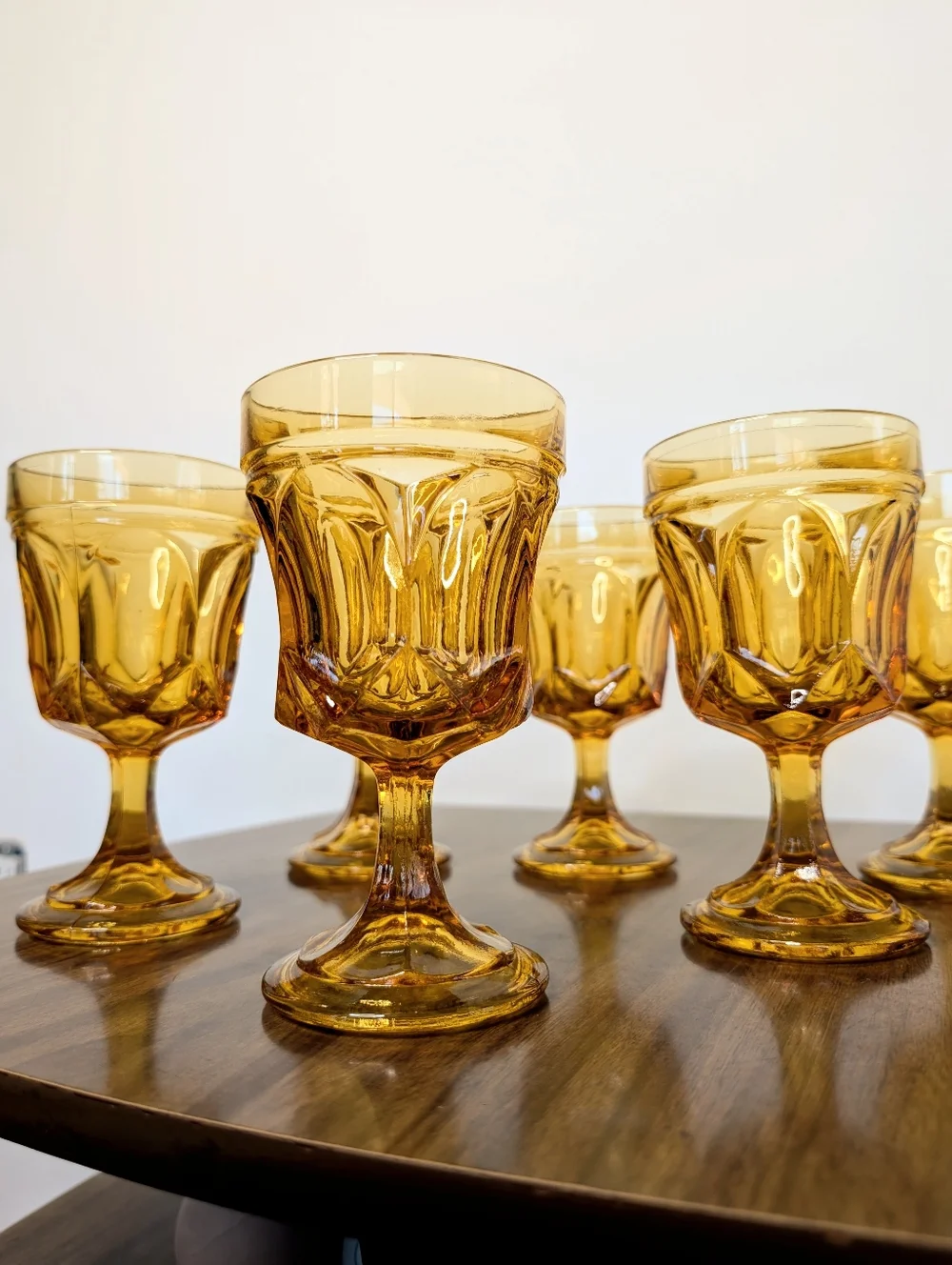 70s Honey Amber Fairfield Pattern By Anchor Hocking On The Rocks Goblet Set Of 6